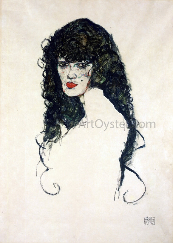  Egon Schiele Portrait of a Woman with Black Hair - Canvas Art Print
