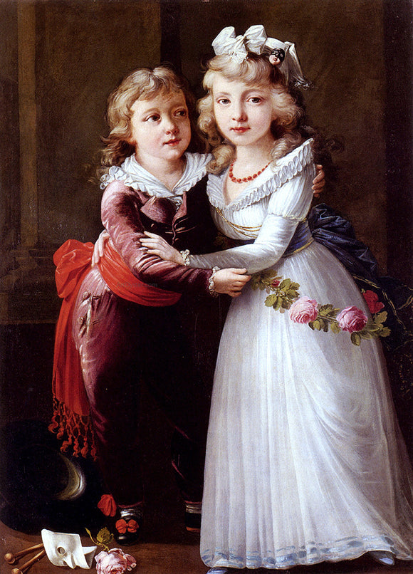  Joseph Dorffmeister Portrait of a Young Boy and Girl - Canvas Art Print