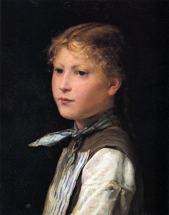  Albert Anker Portrait of a Young Girl - Canvas Art Print