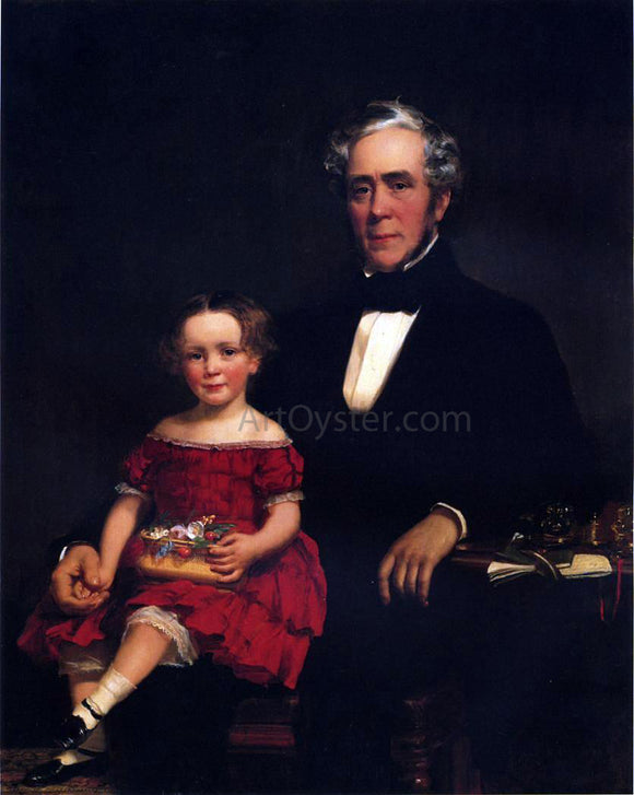  William Harrison Scarborough Portrait of a Young Girl and Older Man - Canvas Art Print