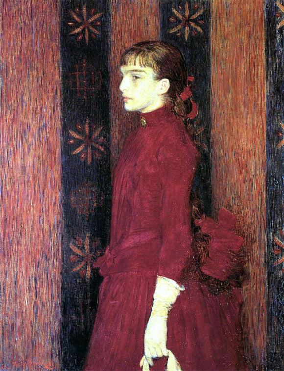  Theo Van Rysselberghe Portrait of a Young Girl in Red - Canvas Art Print