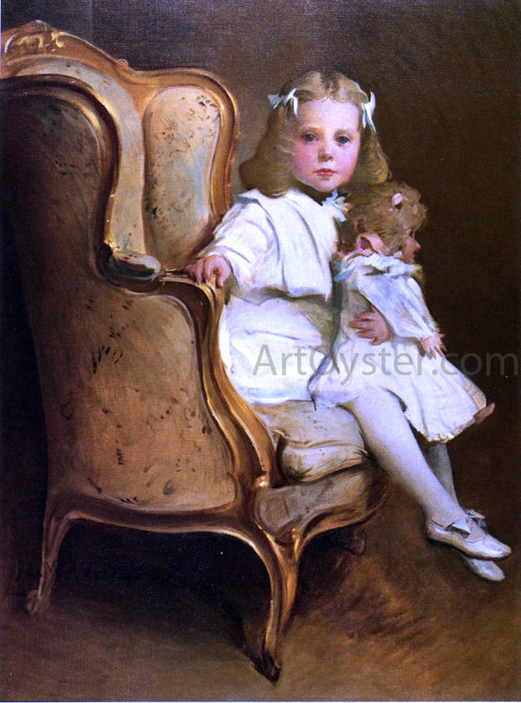  John White Alexander Portrait of a Young Girl with Her Doll - Canvas Art Print