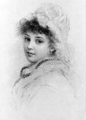  Samuel Worcester Rowse Portrait of a Young Woman - Canvas Art Print