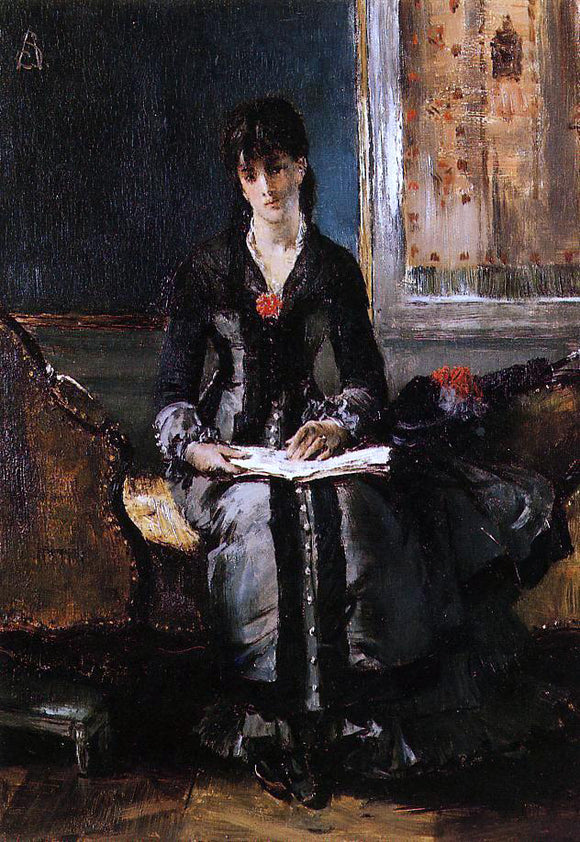  Alfred Emile Leopold Stevens Portrait of a Young Woman - Canvas Art Print