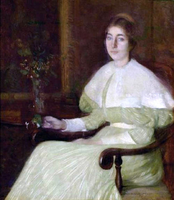  William Howard Hart Portrait of Adeline Pond Adams Seated in an Interior - Canvas Art Print