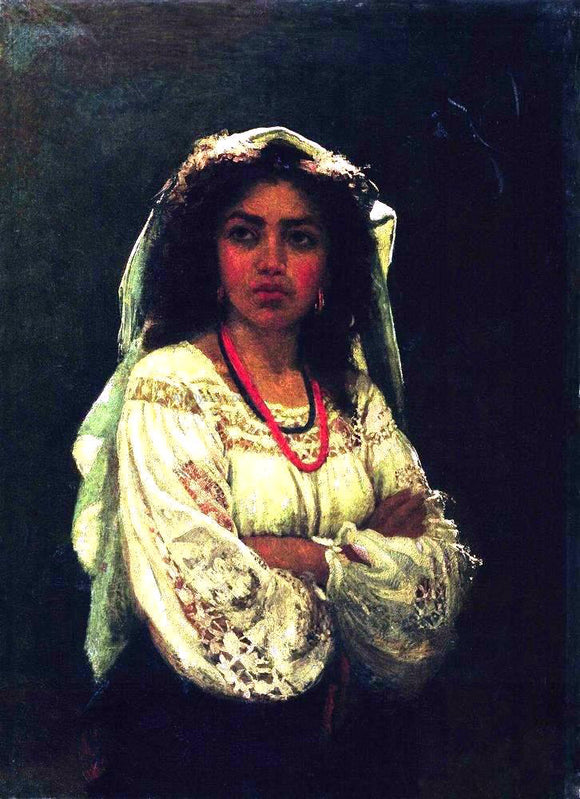  Ilia Efimovich Repin Portrait of an Italian Woman - Canvas Art Print