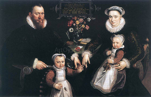  Marten De Vos Portrait of Antonius Anselmus, His Wife and Their Children - Canvas Art Print