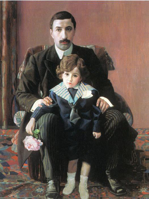  Pavel Filonov Portrait of Arman Frantsevich Aziber and His Son - Canvas Art Print