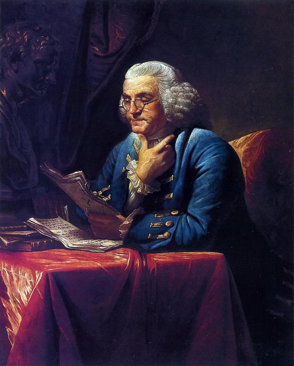  David Martin Portrait of Benjamin Franklin - Canvas Art Print