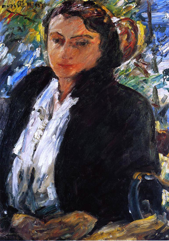  Lovis Corinth Portrait of Charlotte Berene-Corinth in a Green Velvet Jacket - Canvas Art Print