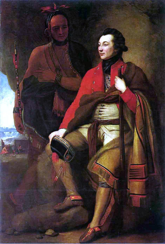  Benjamin West Portrait of Colonel Guy Johnson and Karonghyontye - Canvas Art Print