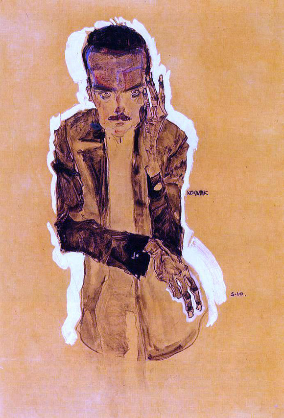  Egon Schiele Portrait of Eduard Kosmack with Raised Left Hand - Canvas Art Print