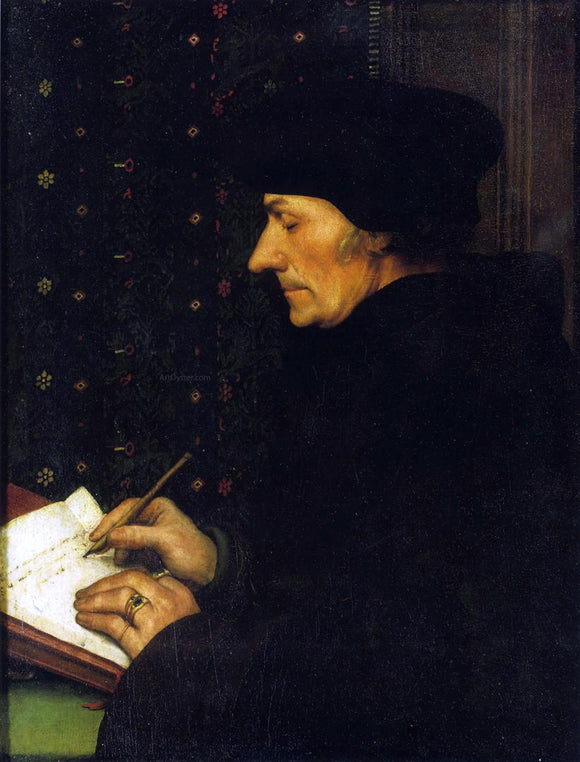  The Younger Hans Holbein Portrait of Erasmus of Rotterdam Writing - Canvas Art Print