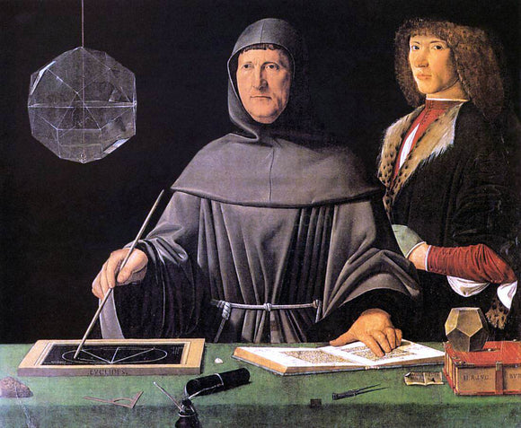  Jacopo De Barbari Portrait of Fra Luca Pacioli and an Unknown Young Man - Canvas Art Print