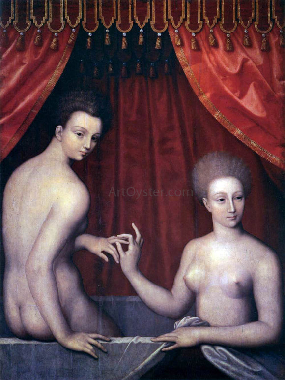  Masters of the Fontainebleau School Portrait of Gabrielle d'Estrees with her Sister - Canvas Art Print