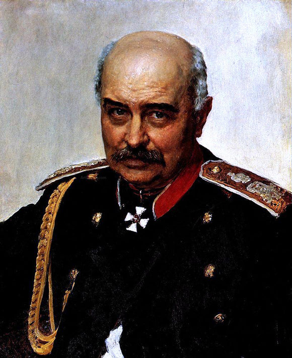  Ilia Efimovich Repin Portrait of general and statesman Mikhail Ivanovich Dragomirov - Canvas Art Print