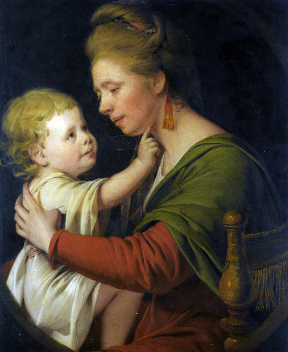  Joseph of Derby Portrait of Jane Darwin and her son William Brown Darwin - Canvas Art Print