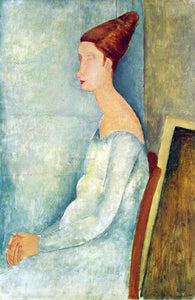  Amedeo Modigliani Portrait of Jeanne Hebuterne Seated in Profile - Canvas Art Print