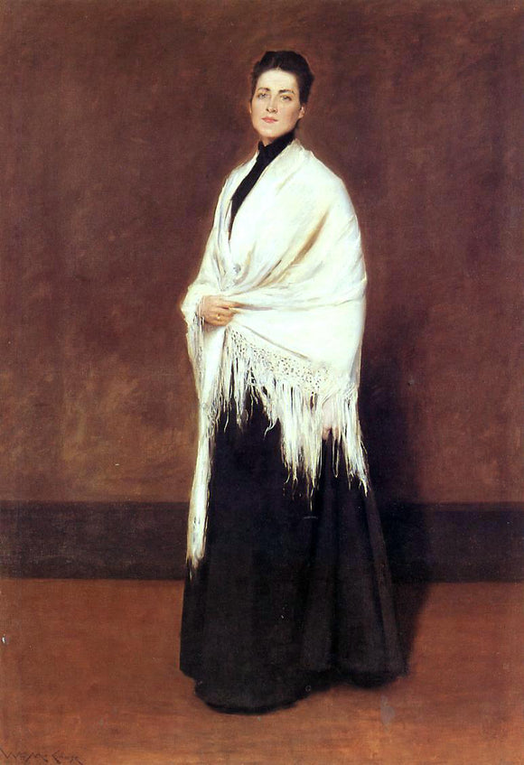  William Merritt Chase Portrait of Lady C. (also known as Lady with a White Shawl) - Canvas Art Print
