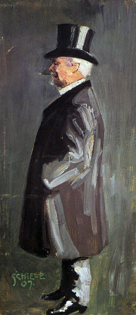  Egon Schiele Portrait of Leopold Czihaczek, in Profile Facing Left - Canvas Art Print