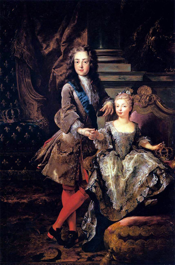  Jean-Francois De Troy Portrait of Louis XV of France and Maria Anna Victoria of Spain - Canvas Art Print