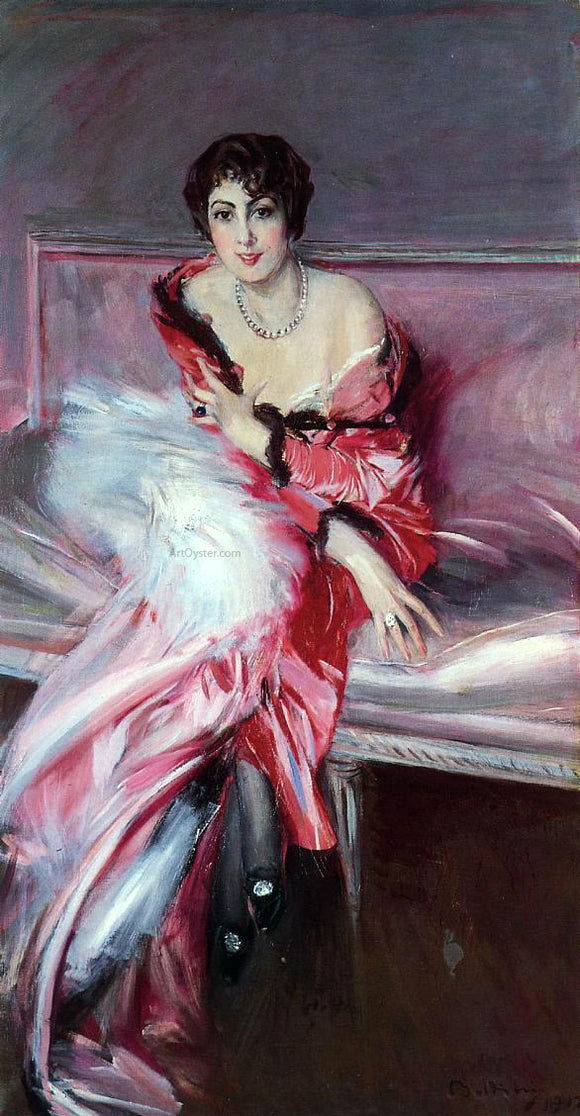  Giovanni Boldini Portrait of Madame Julliard in Red - Canvas Art Print