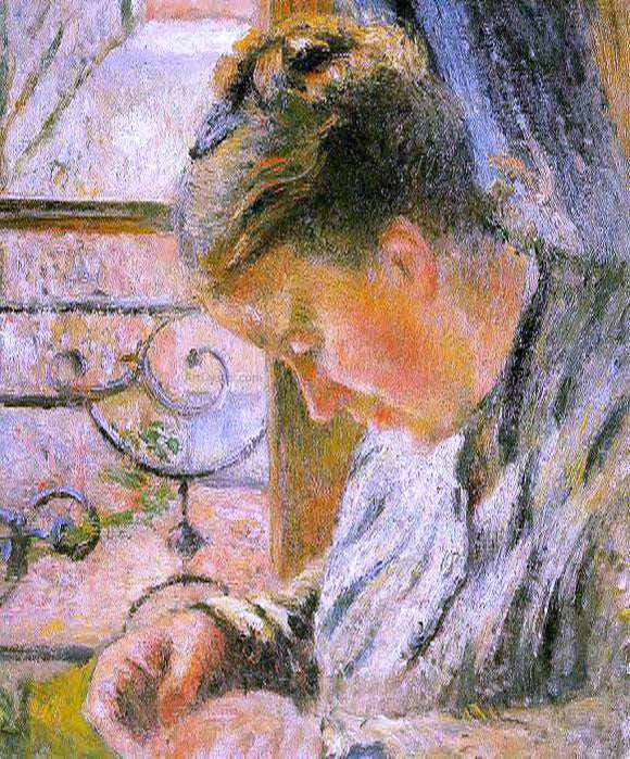  Camille Pissarro Portrait of Madame Pissarro Sewing near a Window - Canvas Art Print