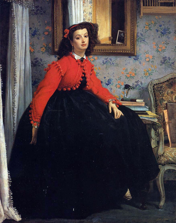  James Tissot Portrait of Mademoiselle L. L. (also known as Young Woman in a Red Jacket) - Canvas Art Print
