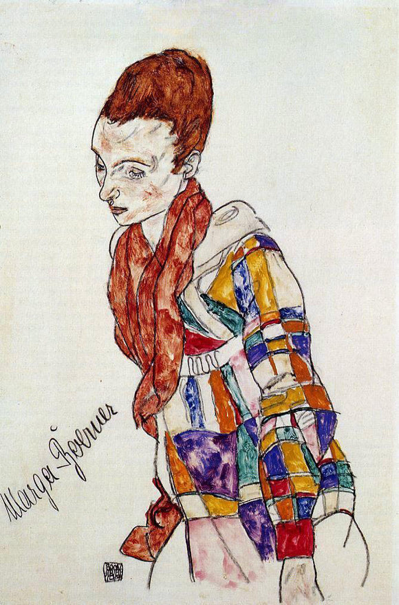  Egon Schiele Portrait of Marga Boerner - Canvas Art Print