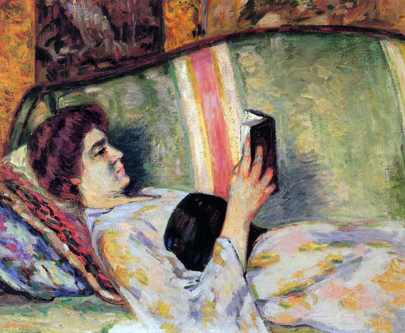  Armand Guillaumin Portrait of Marguerite Guillaumin Reading - Canvas Art Print