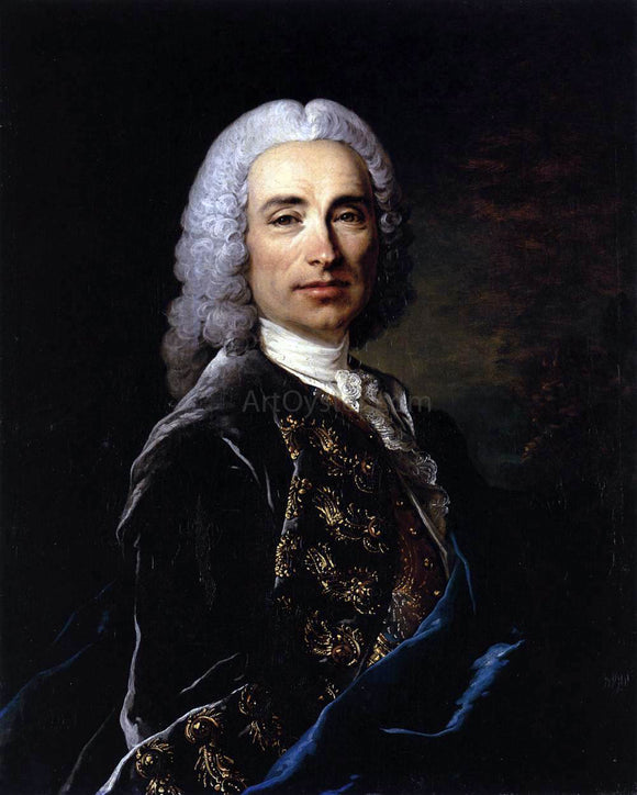  Louis Tocque Portrait of Marquis de Lucker - Canvas Art Print