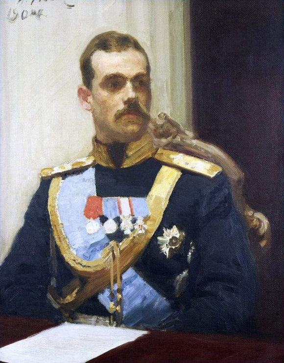  Ilia Efimovich Repin Portrait of Member of State Council Grand Prince Mikhail Aleksandrovich Romanov, Study - Canvas Art Print