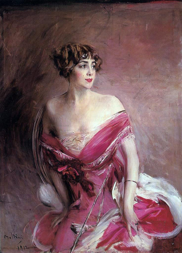  Giovanni Boldini Portrait of Mlle de Gillespie, 'La Dame de Biarritz' - Canvas Art Print