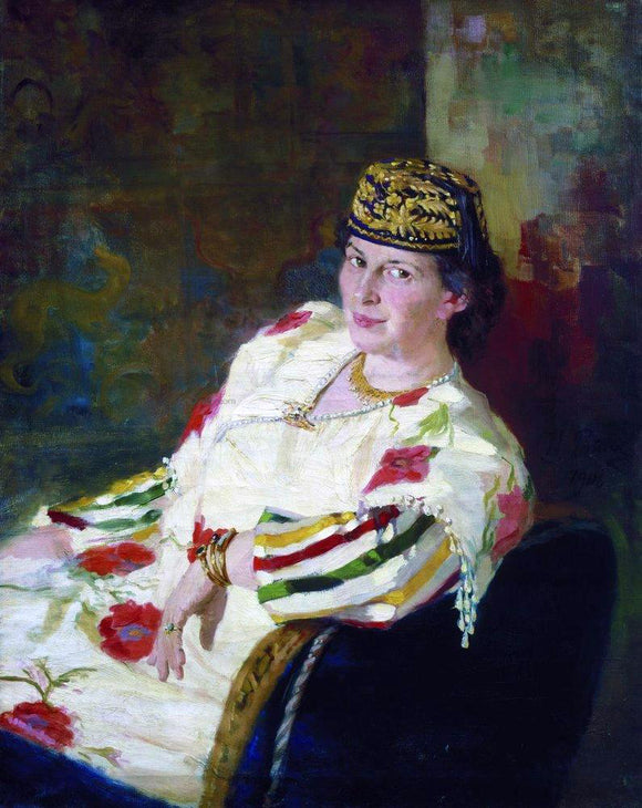  Ilia Efimovich Repin Portrait of Patroness and Countess Mara Konstantinovna Oliv. - Canvas Art Print