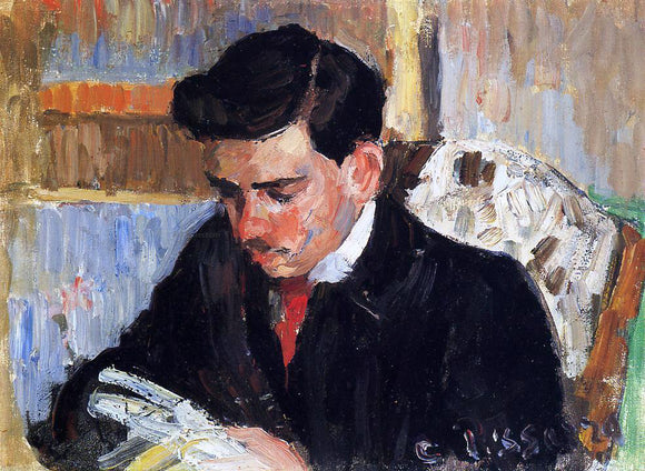  Camille Pissarro Portrait of Rodo Pissarro Reading - Canvas Art Print