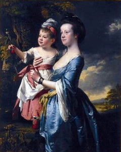  Joseph of Derby Portrait of Sarah Carver and her daughter Sarah - Canvas Art Print
