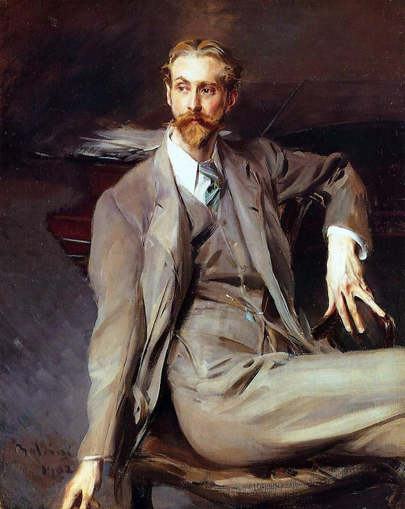  Giovanni Boldini Portrait of the Artist Lawrence Alexander (Peter) Brown - Canvas Art Print