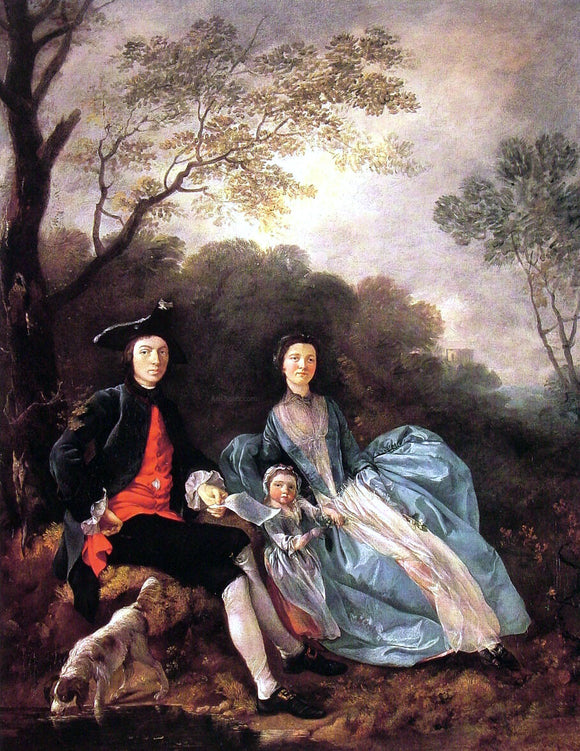  Thomas Gainsborough Portrait of the Artist with his Wife and Daughter - Canvas Art Print