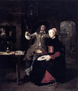 Gabriel Metsu Portrait of the Artist with His Wife Isabella de Wolff in a Tavern - Canvas Art Print
