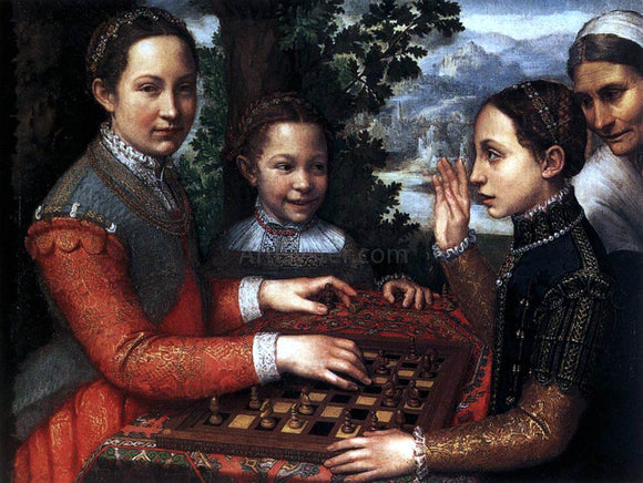  Sofonisba Anguissola Portrait of the Artist's Sisters Playing Chess - Canvas Art Print