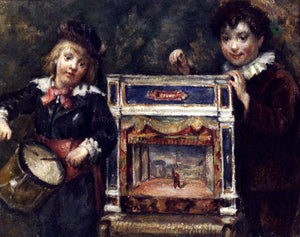  Marcellin Desboutin Portrait of The Artist's Two Sons With Their Puppet Theatre - Canvas Art Print