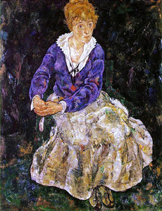  Egon Schiele Portrait of the Artist's Wife, Seated - Canvas Art Print
