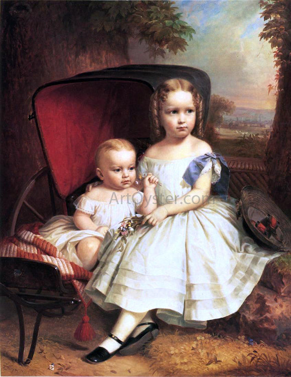  William Ruthven Wheeler Portrait of Two Children, Helen and Alice Capron - Canvas Art Print