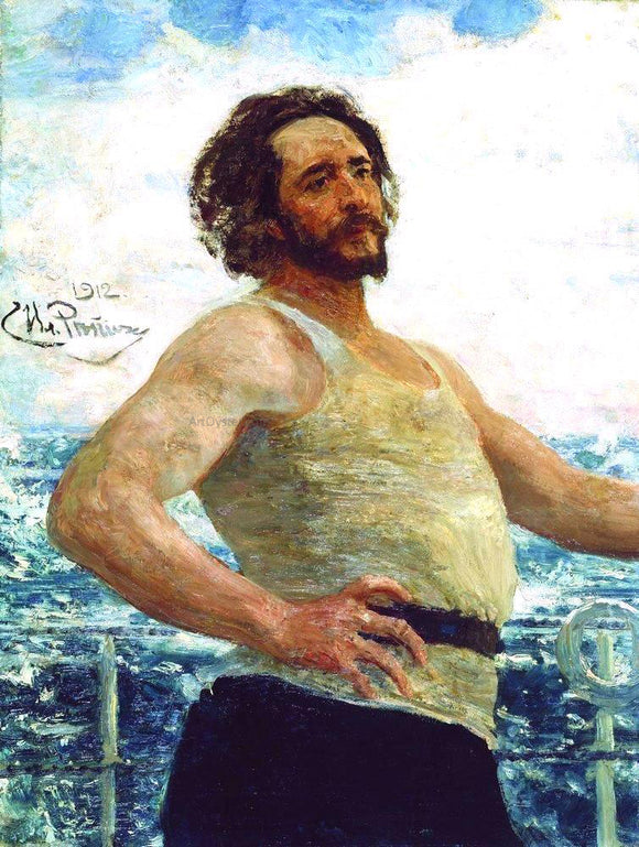  Ilia Efimovich Repin Portrait of writer Leonid Nikolayevich Andreyev on a Yacht - Canvas Art Print
