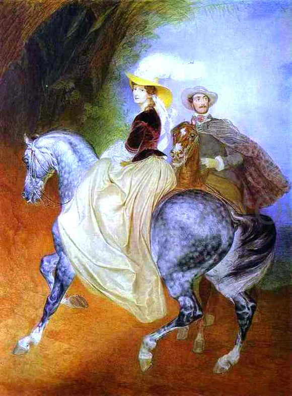  Karl Pavlovich Brulloff Portrait of Ye. Mussart and E. Mussart (Riders) - Canvas Art Print