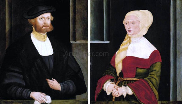  The Elder Hans Schopfer Portraits of a Gentleman and a Lady - Canvas Art Print