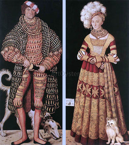  The Elder Lucas Cranach Portraits of Henry the Pious, Duke of Saxony and His Wife Katharina Von Mecklenburg - Canvas Art Print