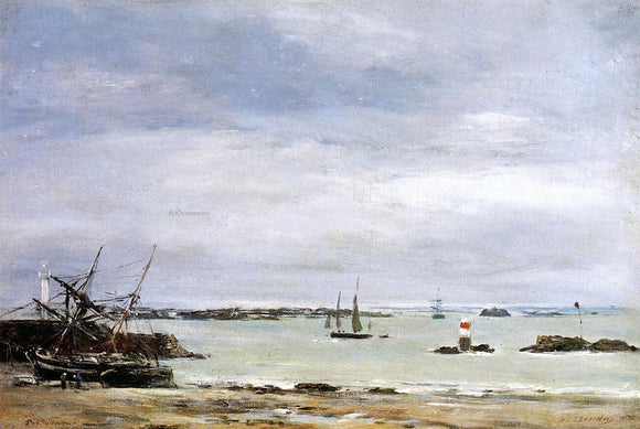  Eugene-Louis Boudin Portreiux, the Port at Low Tide - Canvas Art Print