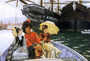  James Tissot Portsmouth Dockyard (also known as How Happy I Could be with Either) - Canvas Art Print