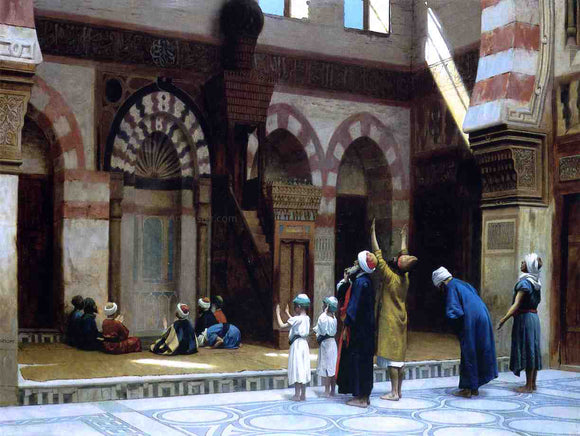  Jean-Leon Gerome Prayer in the Mosque of Caid Bey, in Cairo - Canvas Art Print